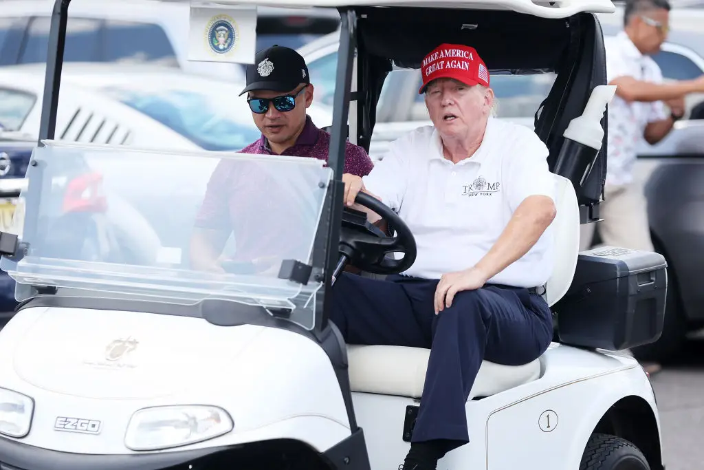 Trump has exclusively visited his own golf courses, incurring a $71 million bill to the US public (Mike Stobe/Getty Images)