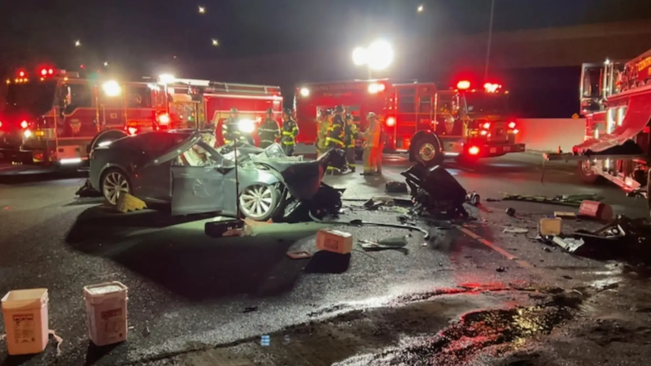 The family of the man killed in the crash are suing Tesla (Contra Costa County Fire Protection District)