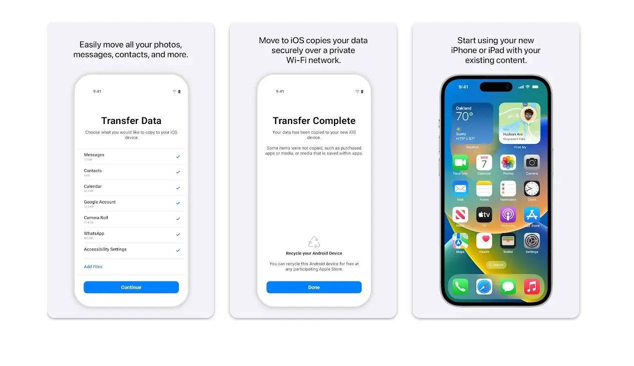 The app makes the switch from Android to Apple simple (Apple)
