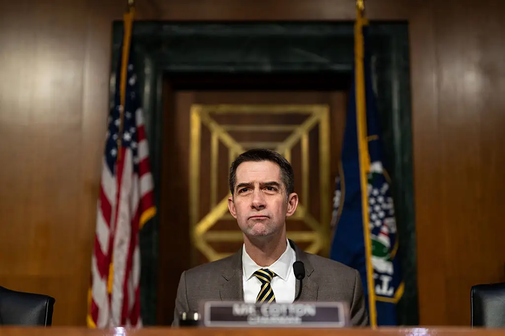 President Trump is accused of doxxing senator Tom Cotton (Bloomberg / Contributor / Getty)