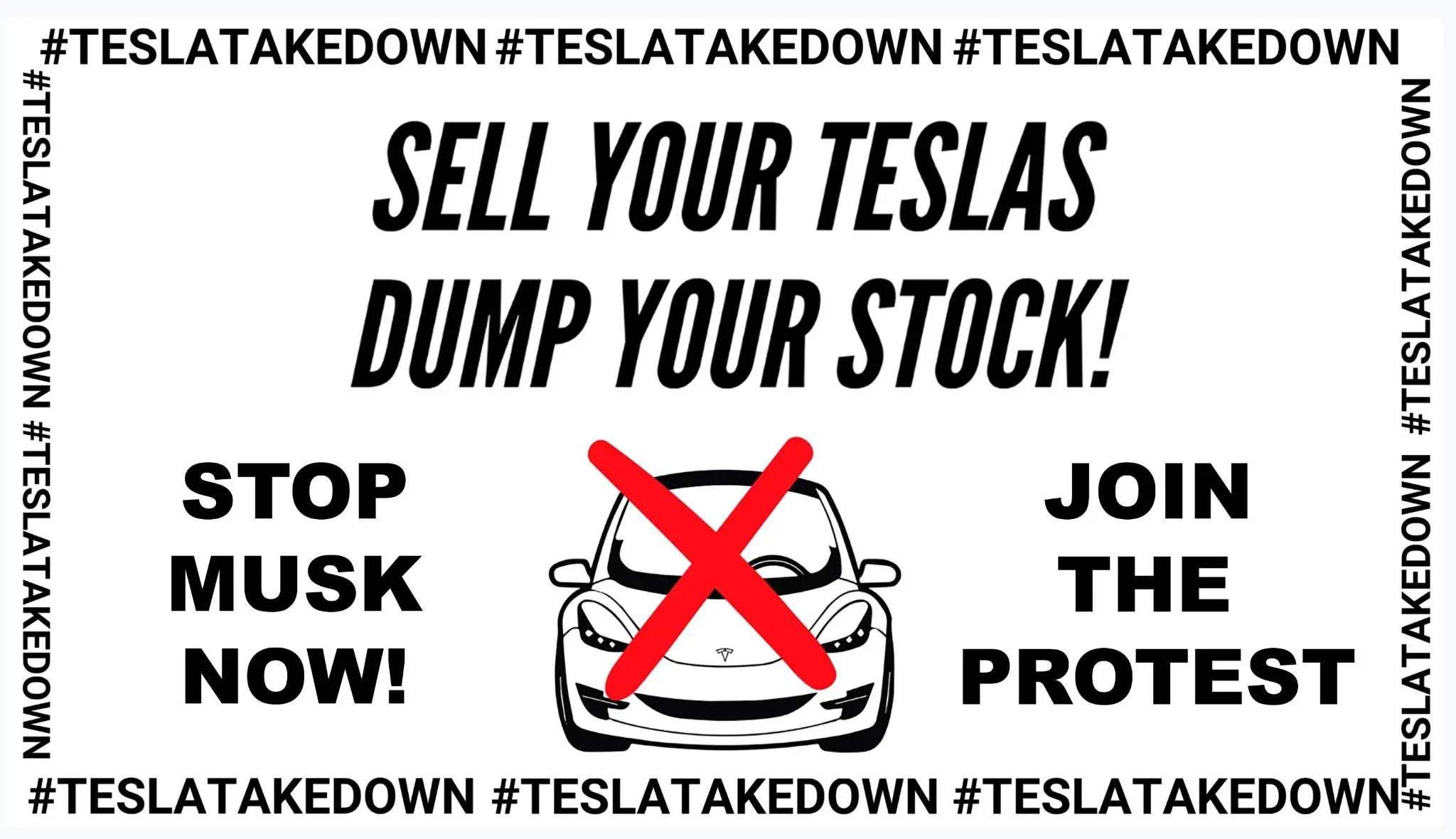 The 'Tesla Takedown' campaign has planned a 'Global Day of Action' where peaceful protests aim to tank the company's value (Telsa Takedown)