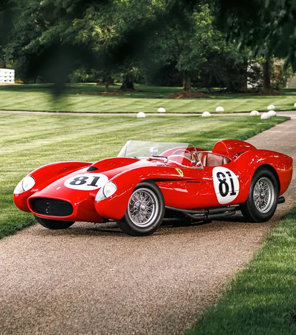 The Testa Rossa includes a tan leather interior and a three-spoke steering wheel / Sotherby's