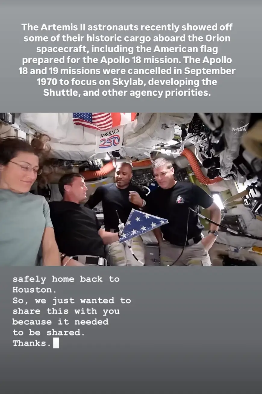 The crew brought a piece of history from the Apollo programme with them (Instagram/@nasaartemis)