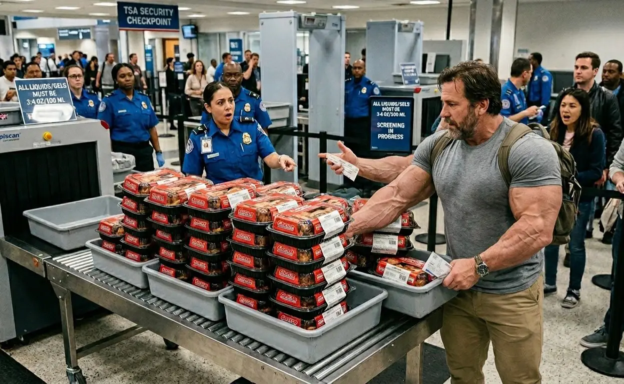 TSA prohibits protein shakes being taken through security but will allow multiple rotisserie chickens (X / @Anas_se_)