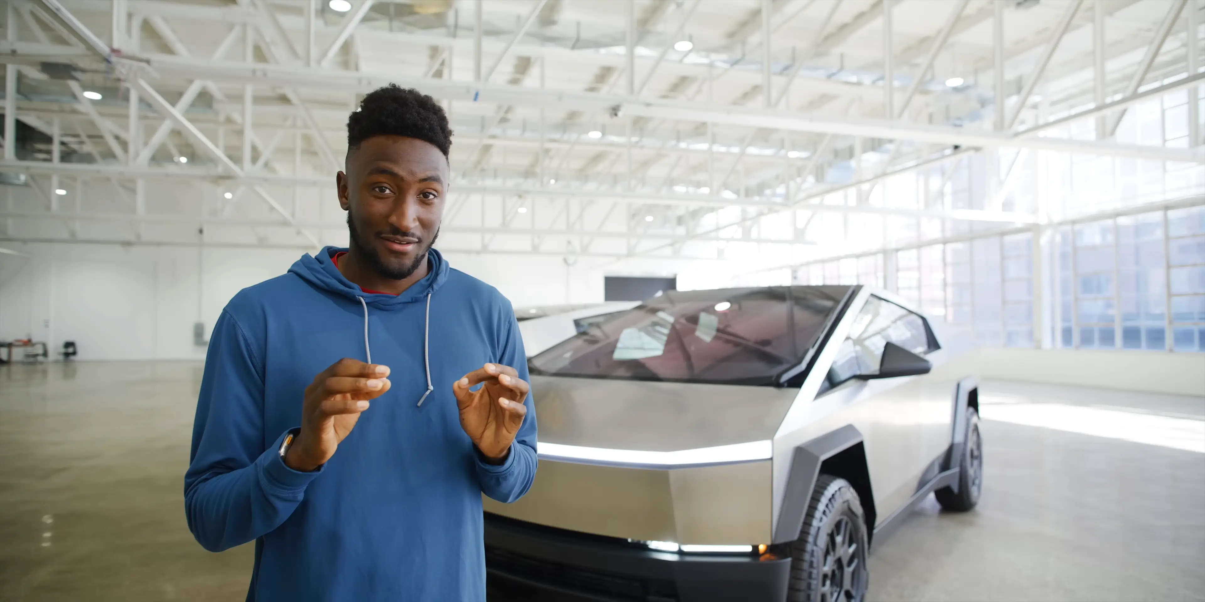 Marques Brownlee has expressed his passion for electric cars over the years, and was very excited about the Tesla Roadster back in 2017 (YouTube / Marques Brownlee)