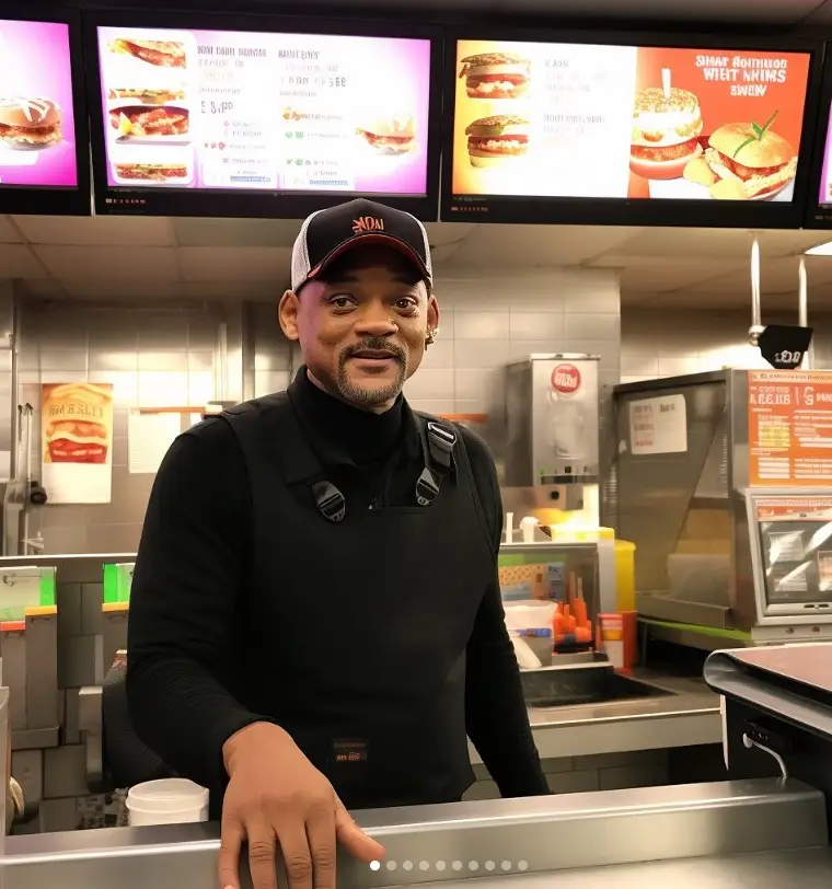 Will Smith isn't jumping for joy to be working at a fast food joint.