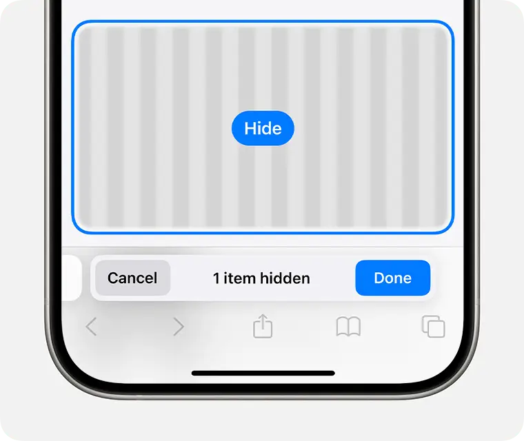 It's super simple to hide anything that you find distracting or in the way on any Safari page (Apple)