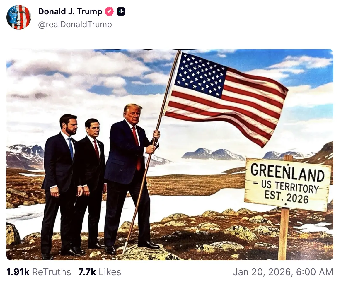 Trump has expressed wishes to seize control of Greenland (Truth Social/@realDonaldTrump)
