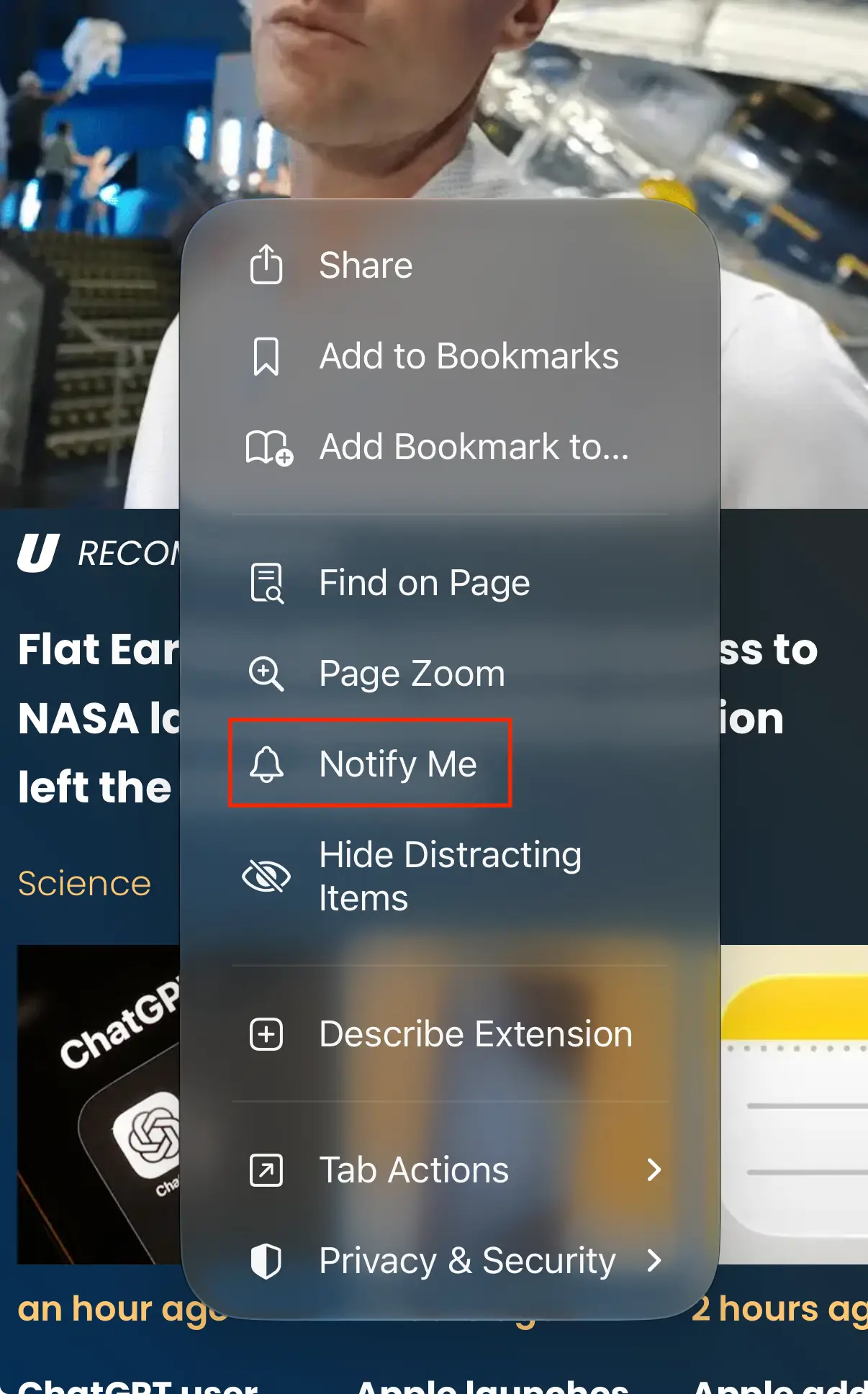 You can easily let Safari notify you when a webpage changes by selecting this new iOS 27-exclusive feature (UNILAD Tech)