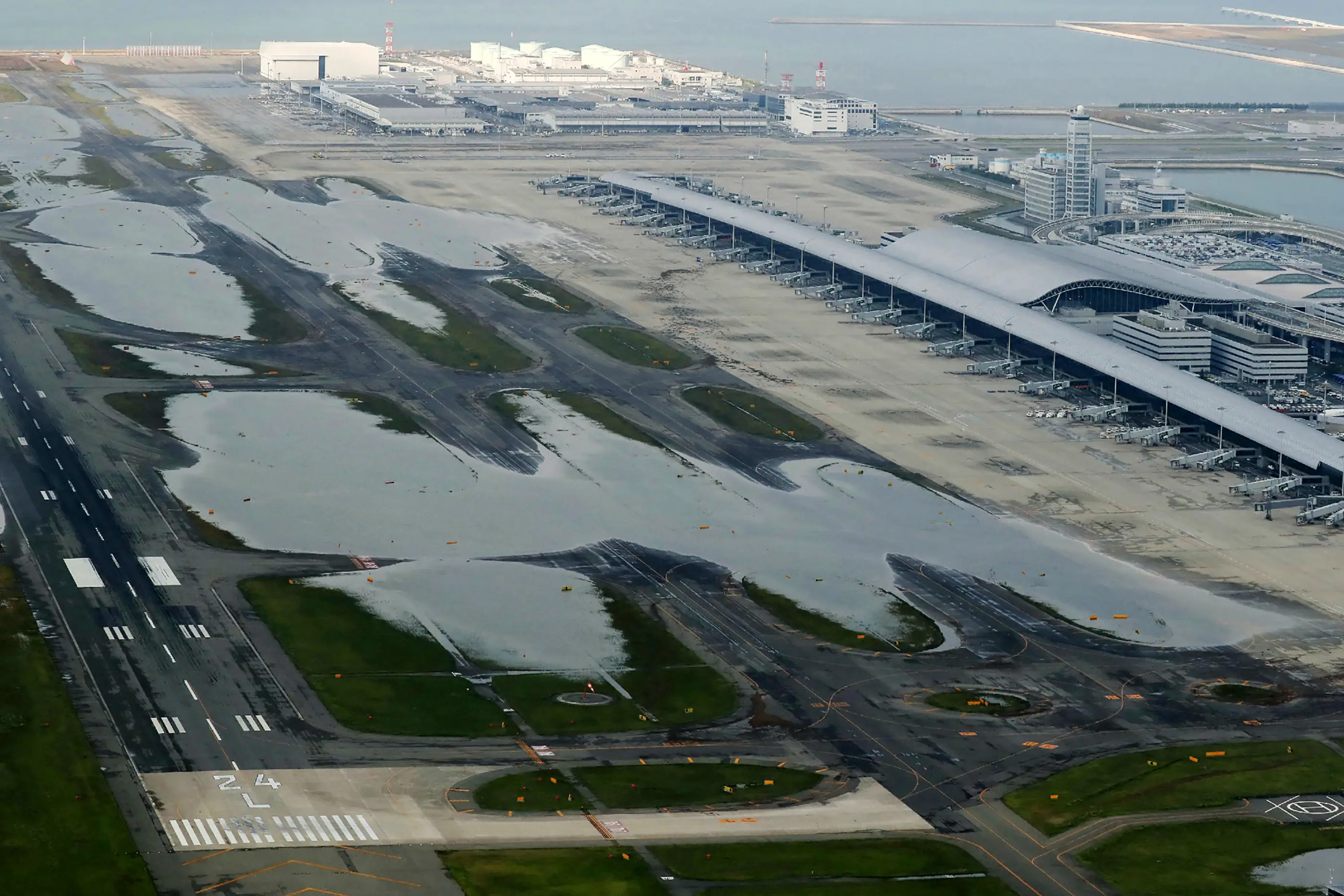 The airport is prone to flooding in bad weather (JIJI PRESS/JIJI PRESS/AFP via Getty Images)