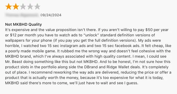 Reviewers were not kind (Apple)