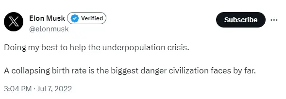 Elon Musk posted on X, formerly Twitter, in 2022.