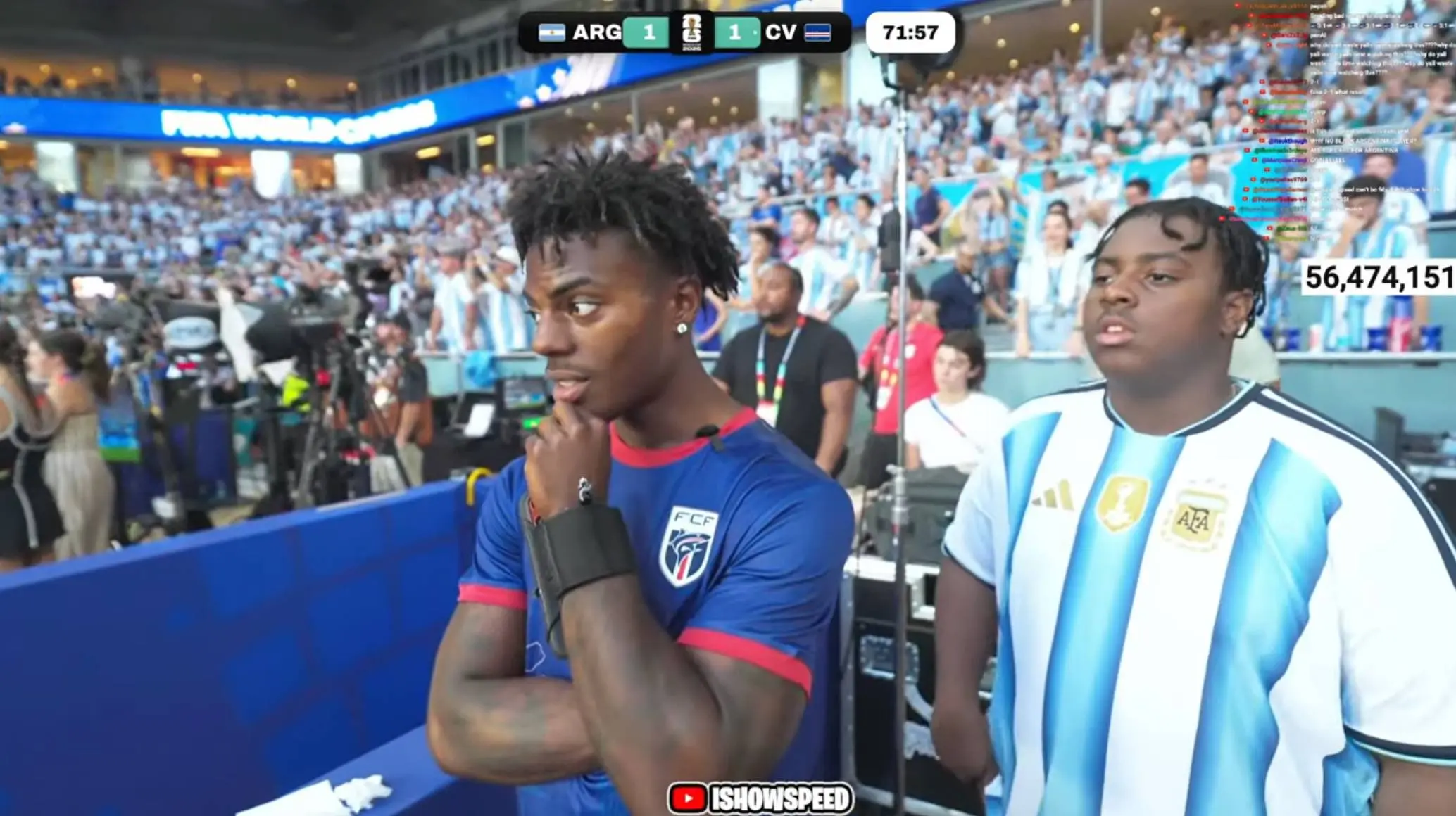 Speed rattled Argentinian fans with his Cape Verde kit (IShowSpeed / YouTube)