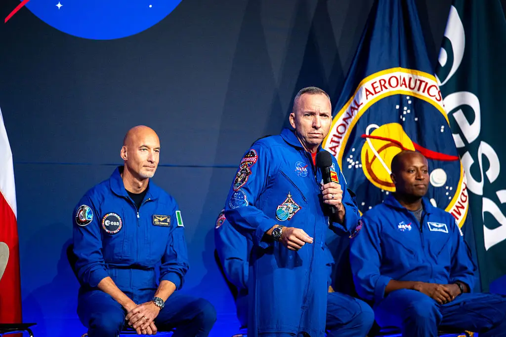 The astronauts were quizzed about the lack of women on the crew (Brandon Bell/Getty Images)