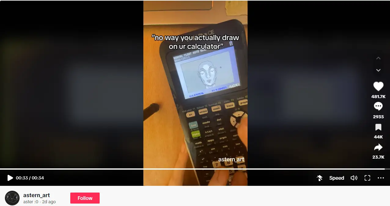TikToker astern_art has shown off some impressive calculator skills.