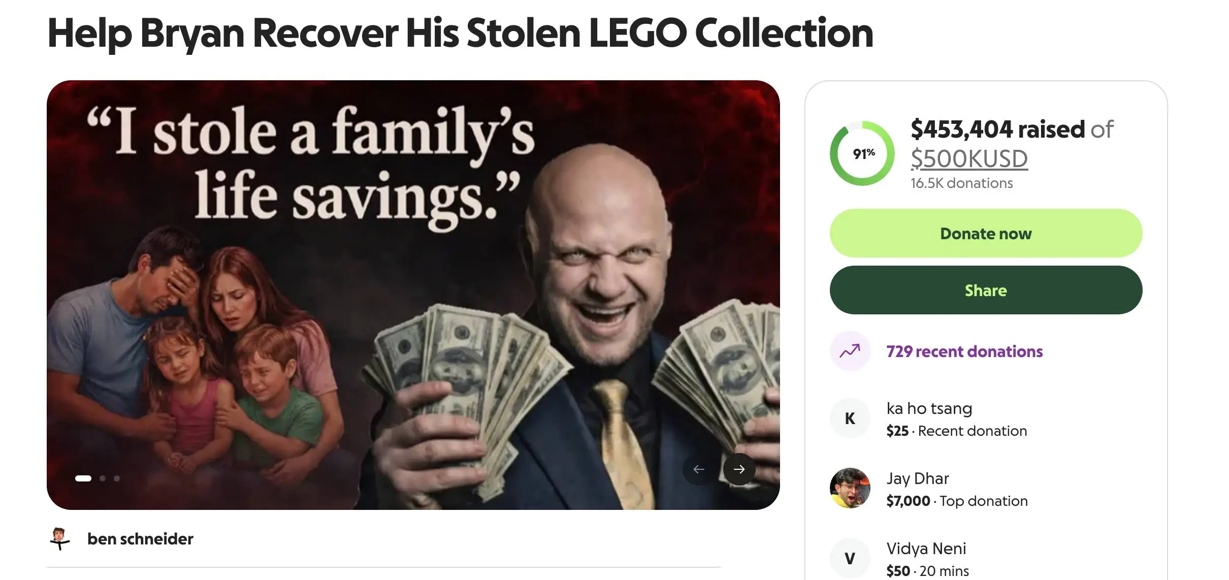 A GoFundMe page has raised far more than the collection was worth (GoFundMe)