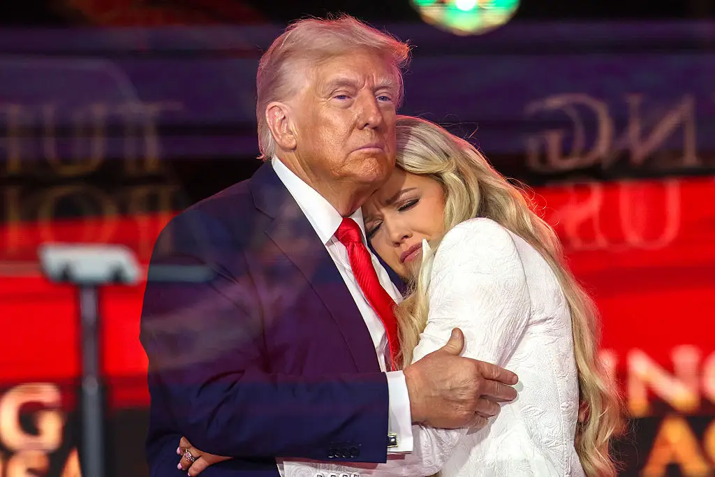Trump and Erika Kirk share a sorrowful hug. (Win McNamee/Staff/Getty)