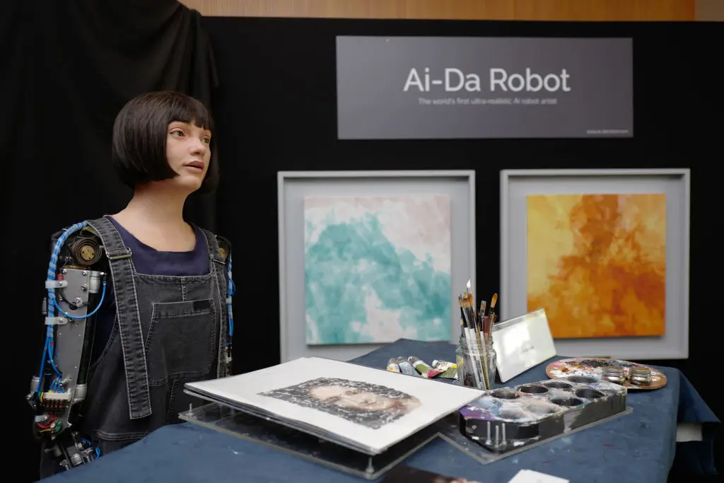 Ai-Da has a history of artistic endeavors (Johannes Simon/Getty Images)