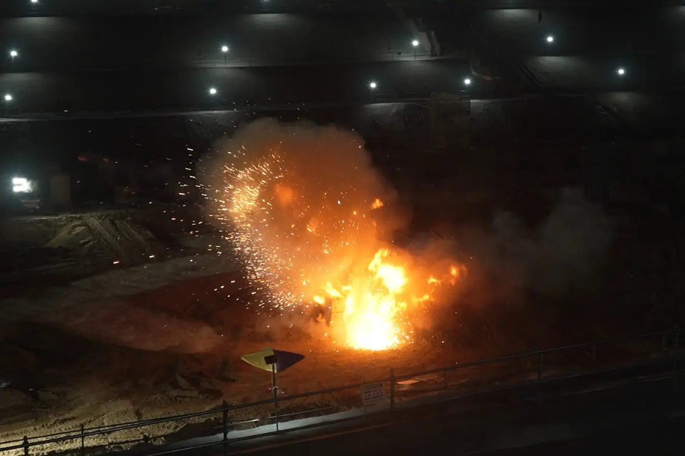 The SAF CBRE DG managed to safely carry out a controlled detonation at the site where the bomb was discovered (Facebook/Ministry of Defence, Singapore)