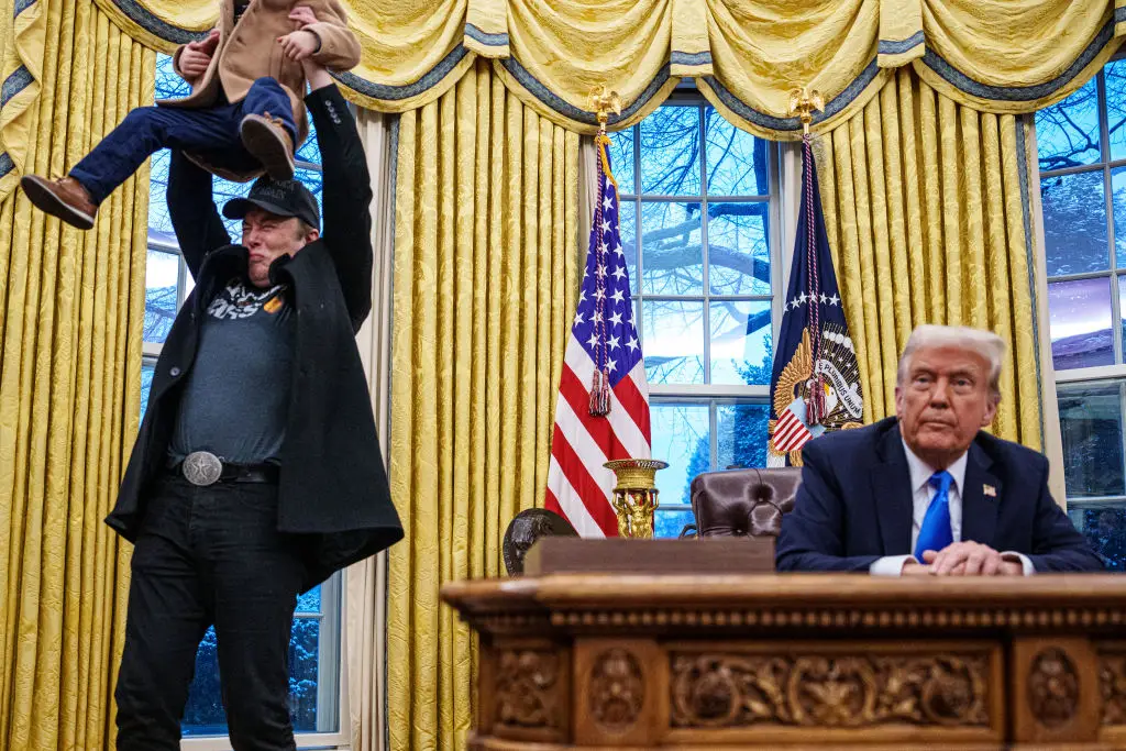 Elon Musk brought his son with him to a public address in the Oval Office (Andrew Harnik/Getty Images)