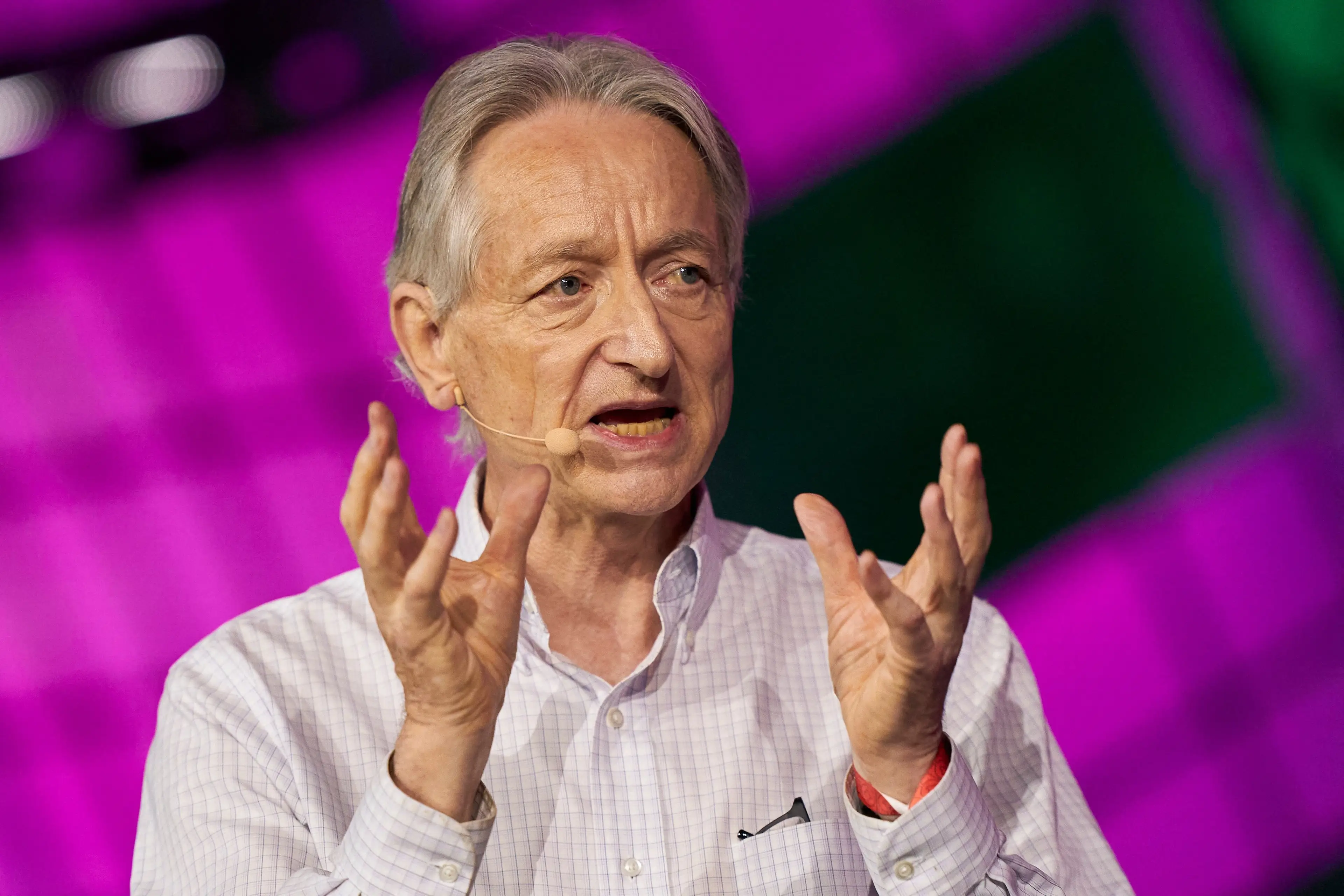 British-Canadian cognitive psychologist and computer scientist Geoffrey Hinton, known as the 'godfather of AI. Photo by GEOFF ROBINS/AFP via Getty Images.
