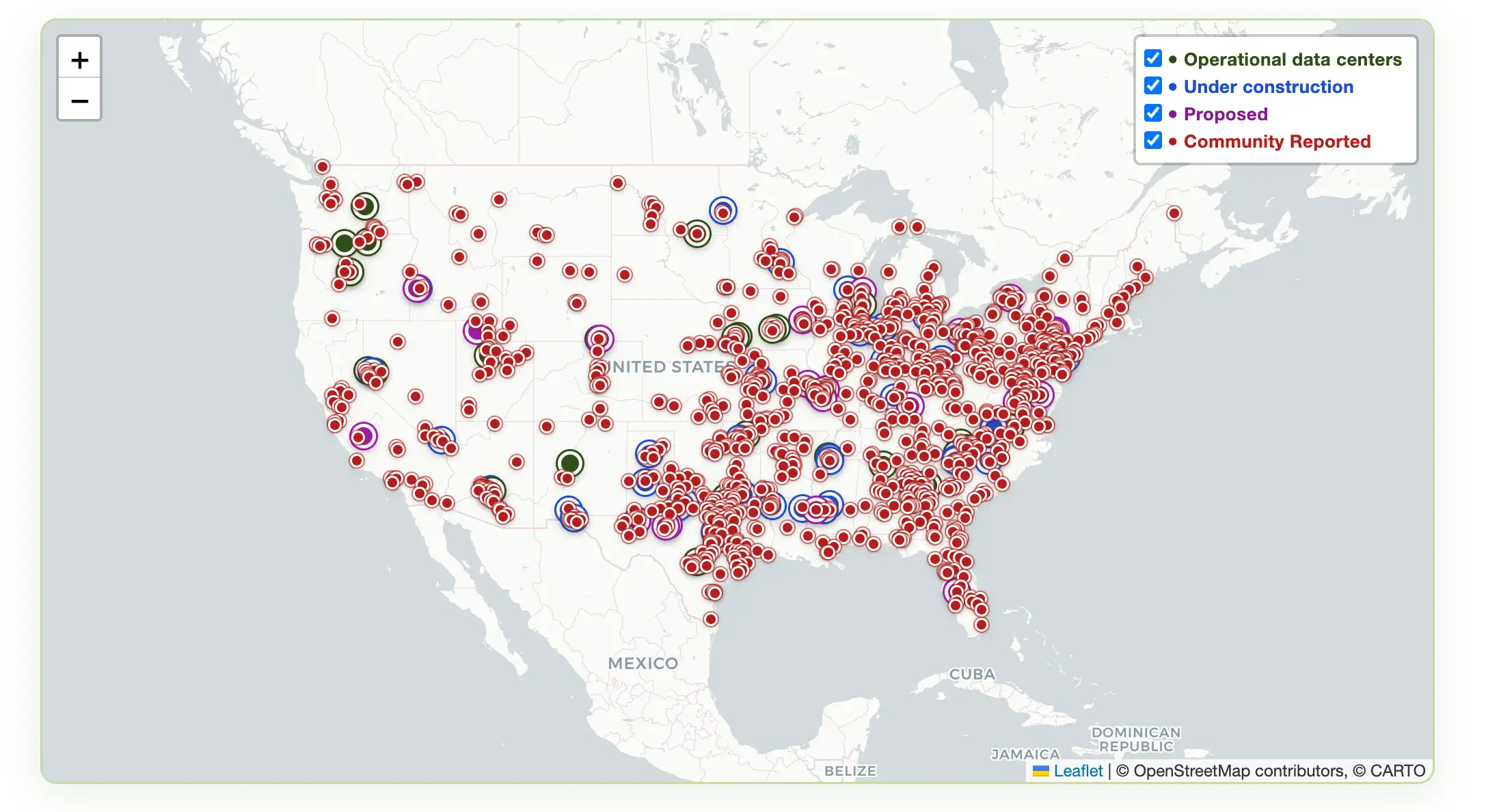 An interactive map on the site allows people to see where AI data centers are (brockovichdatacenter.com)