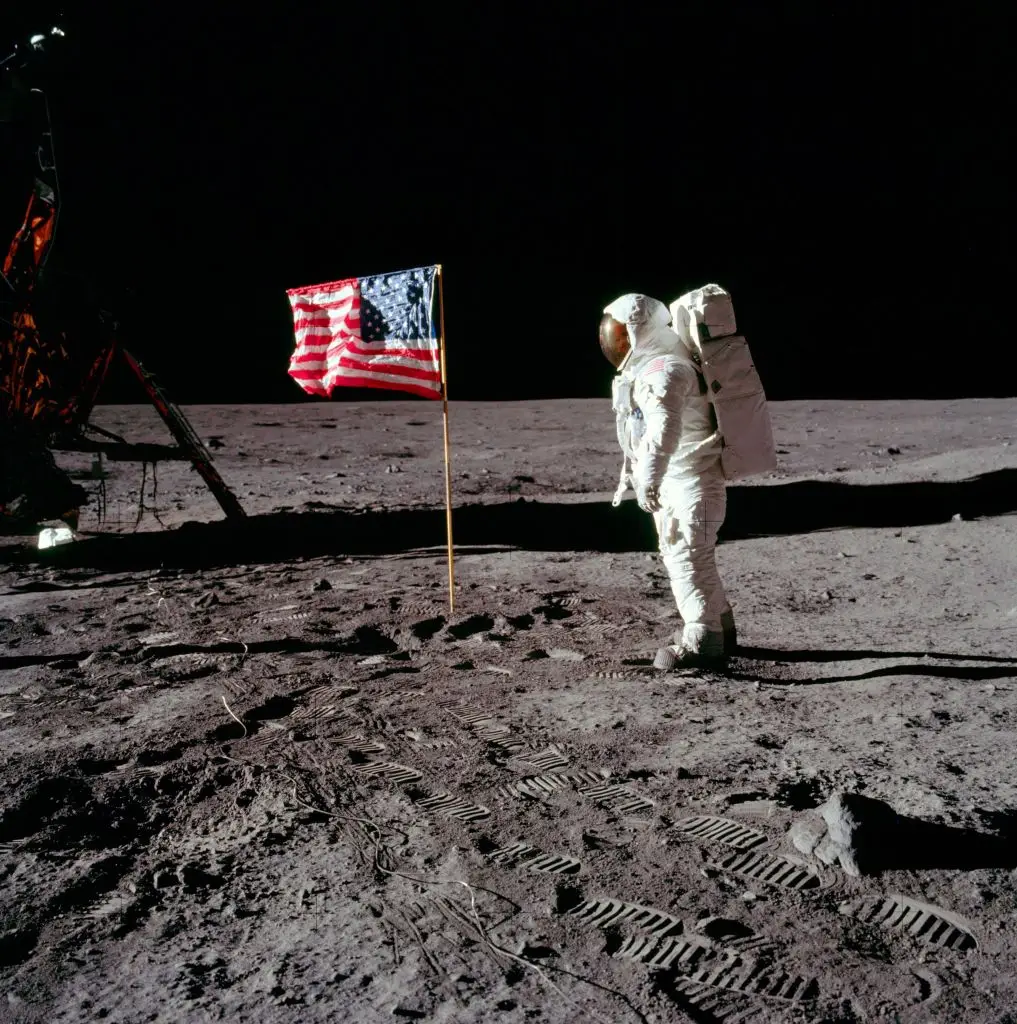 Neil Armstrong pictured next to the American flag on the lunar surface (Ann Ronan Picture Library/Photo12/Universal Images Group via Getty Images)