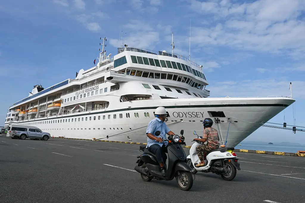 The age of the Villa Vie Odyssey means it's likely to be sold for scrap (ANG CHHIN SOTHY / Contributor / Getty)