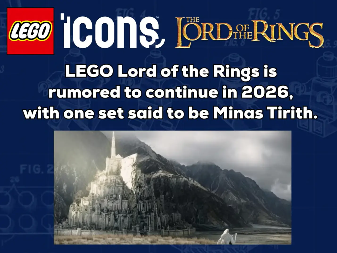 Mock up of the Lord of the Rings LEGO set from Brick Tap's video