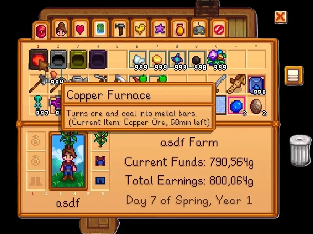 A look at aedenthorn's Portable Furnance mod in action, ConcernedApe