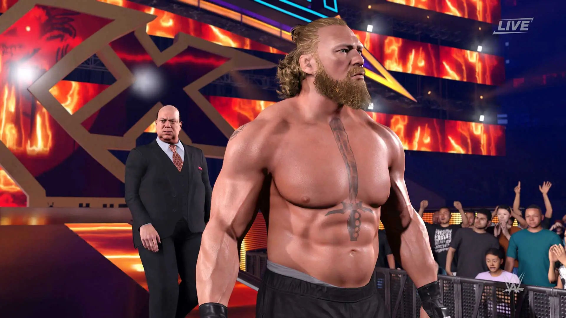 Paul Heyman and Brock Lesnar in WWE 2K26, 2K/GAMINGbible