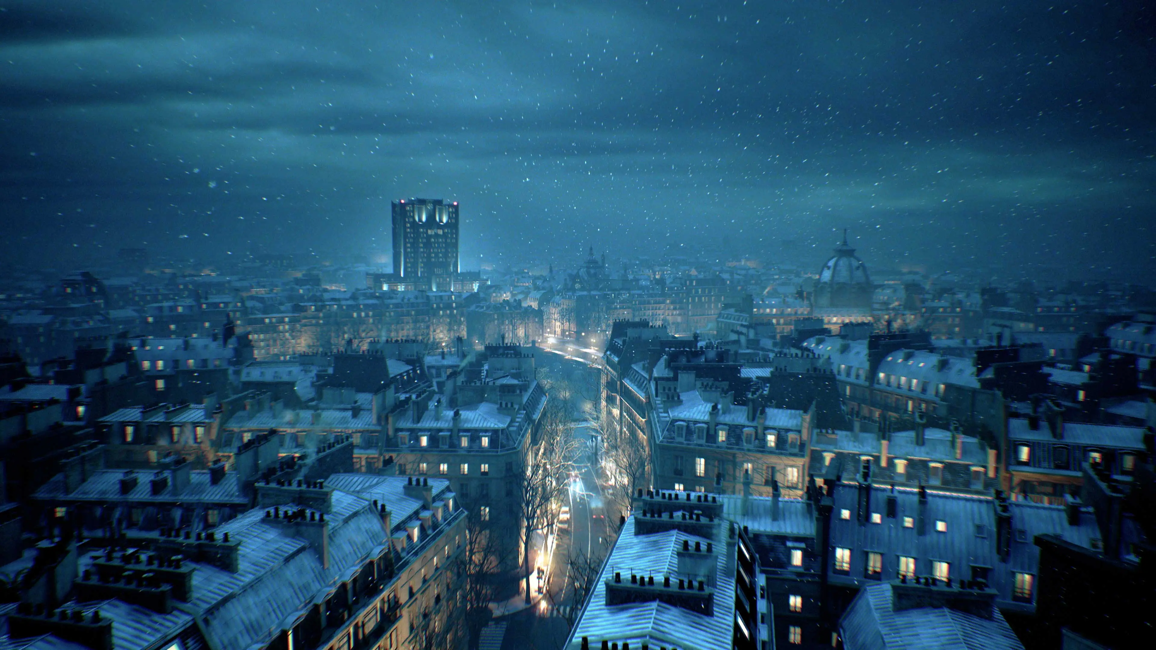 The Umbrella logo can be seen on the large building at the back, Capcom