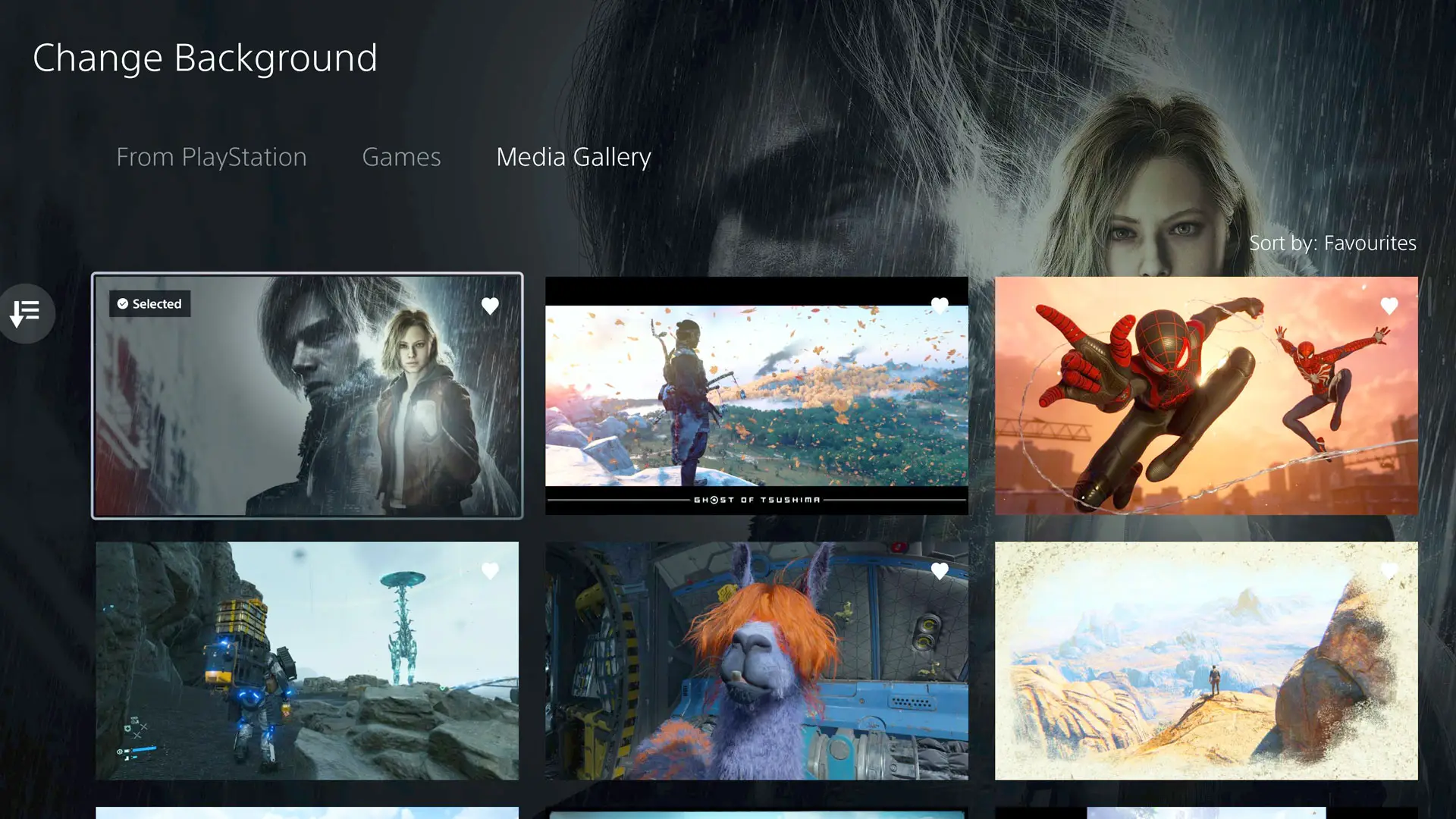 Selecting a screenshot to share on my PS5 home screen,