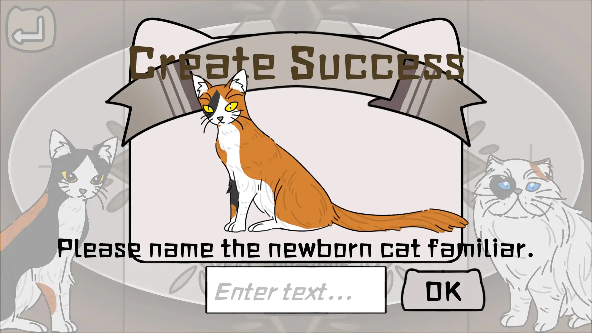 A calico cat in Cat Familiar Center