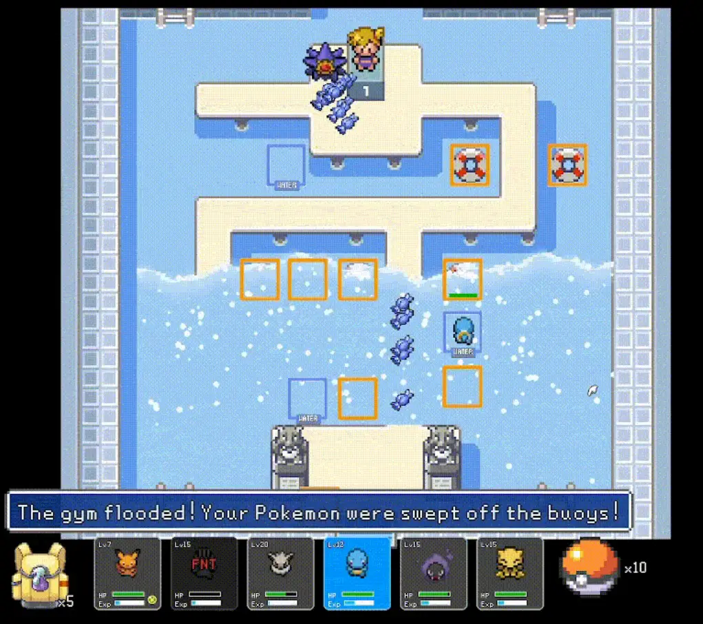 All eight Kanto gyms feature unique challenges before the Elite Four showdown (yNvRR/itch.io)