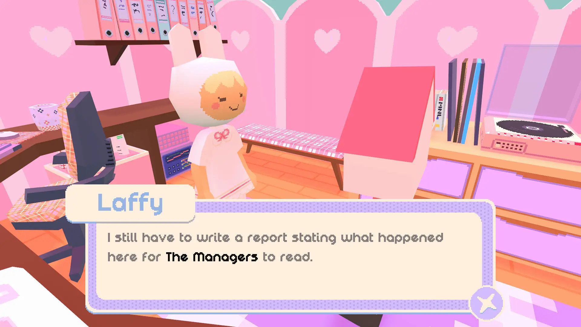 A dialogue screen in Bubblegum Galaxy