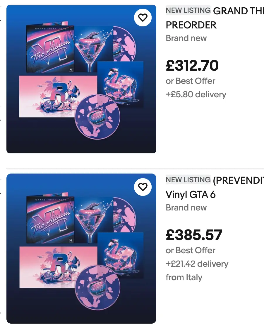 GTA VI: The Album Limited-Edition Vinyl resold on eBay,