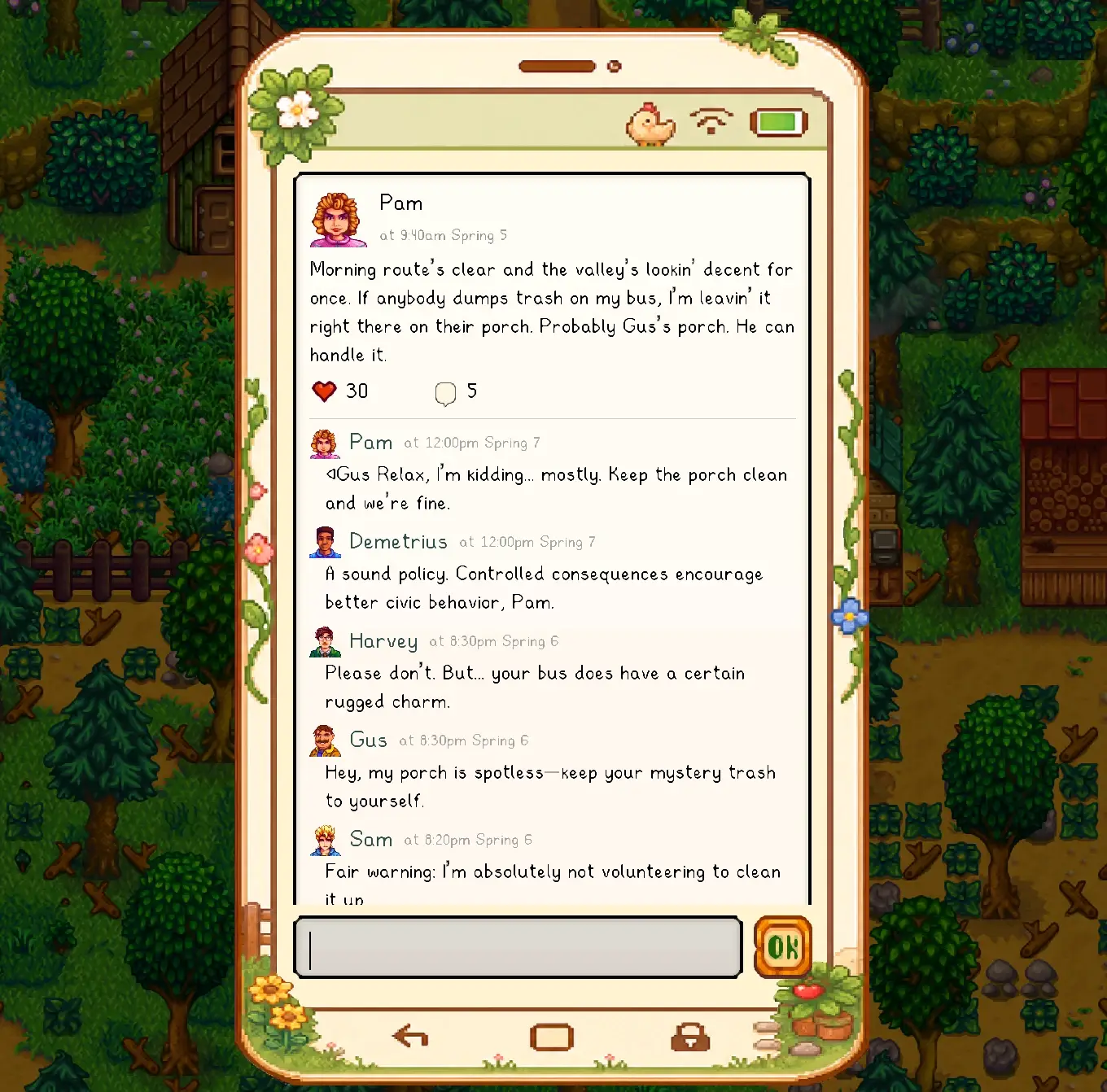 'Smartphone - Stardew Social' Mod,