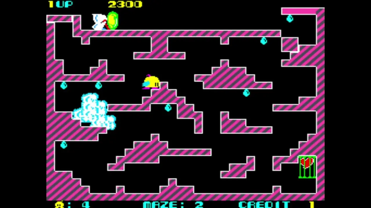 The characters of Chack’N Pop will be familiar to Bubble Bobble players /