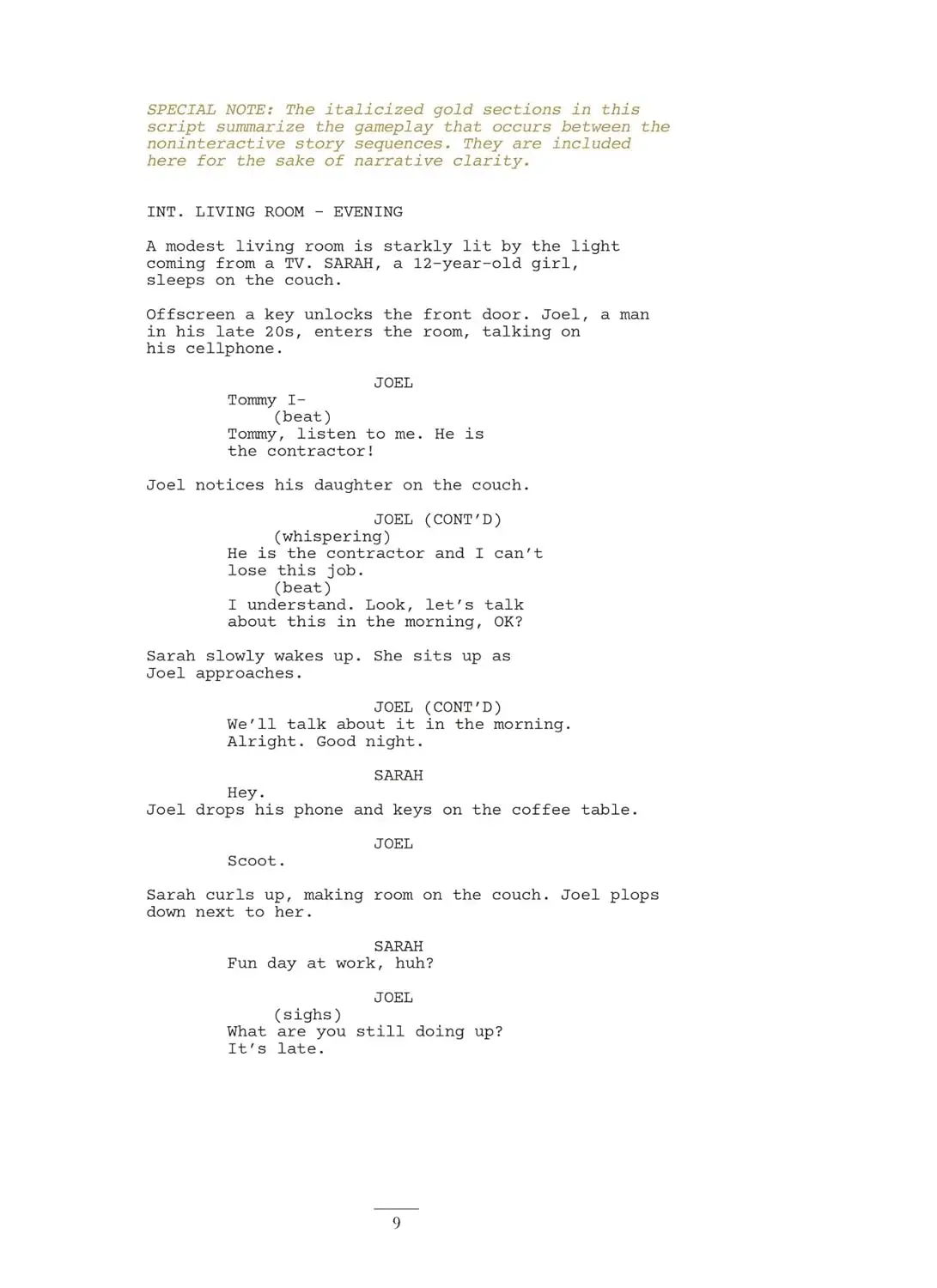 A preview of the The Last of Us scripts (Amazon) 