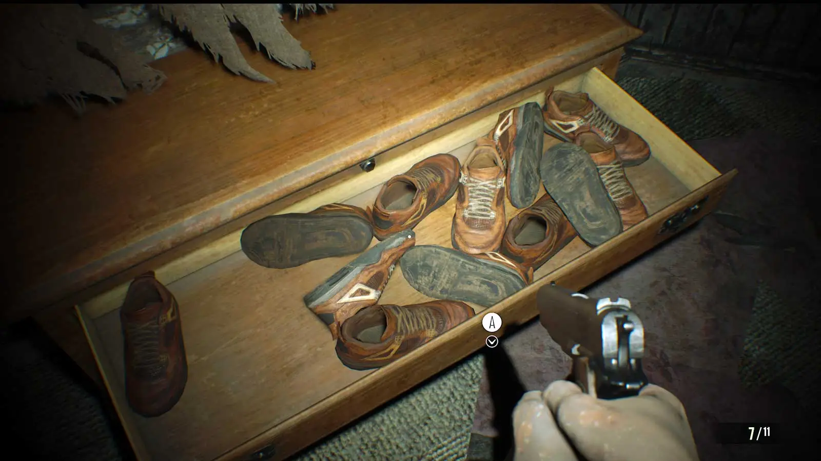 A concerning collection of shoes in Resident Evil 7: Biohazard,