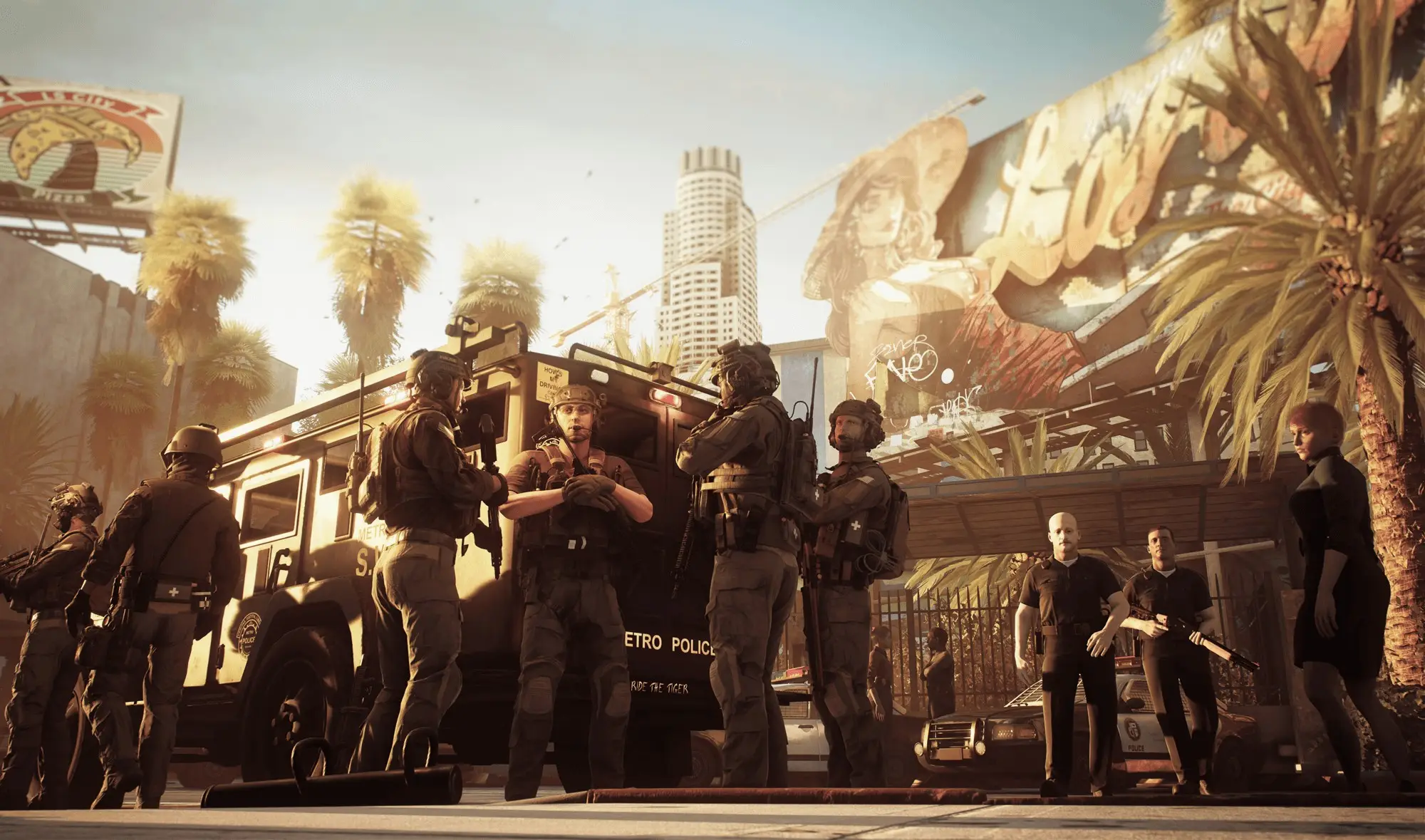 Ready or Not official promo image featuring a bunch of dudes standing around, VOID Interactive