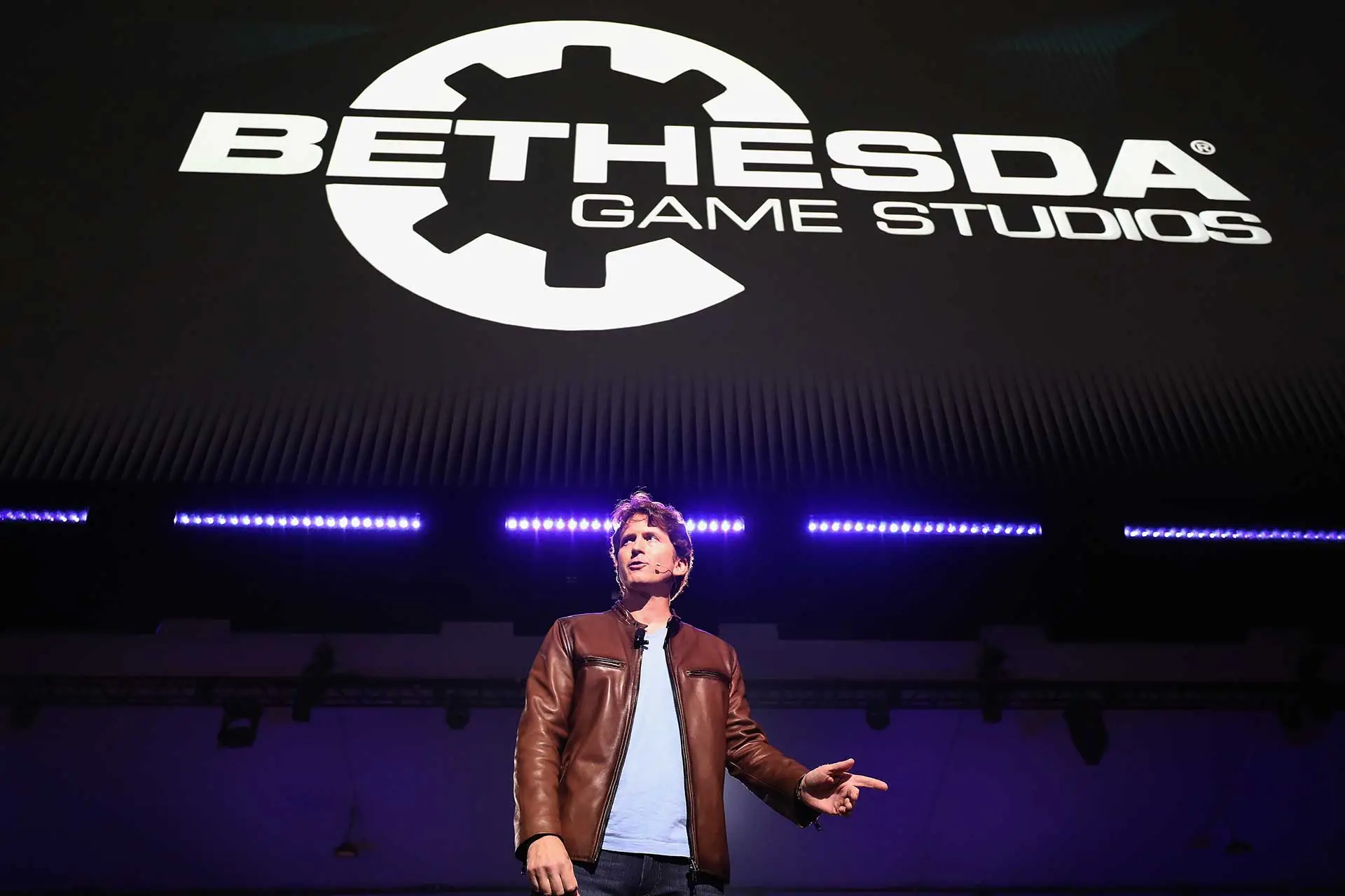 Todd Howard on stage in 2018/