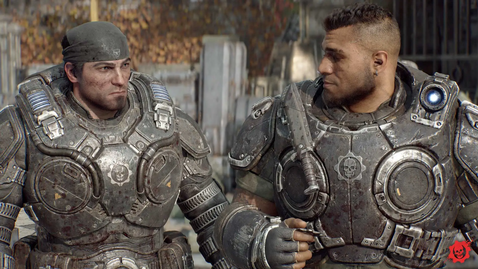 Marcus Fenix and Dominic Santiago in Gears of War: E-Day, Xbox Game Studios