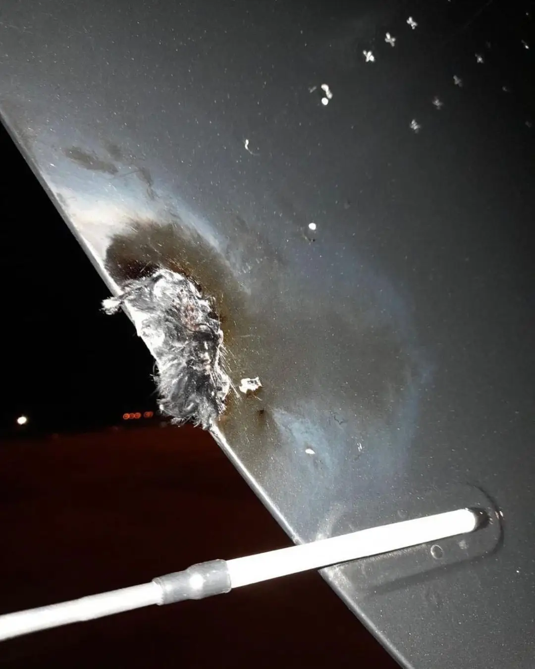 Miley shared a picture of the damage. (