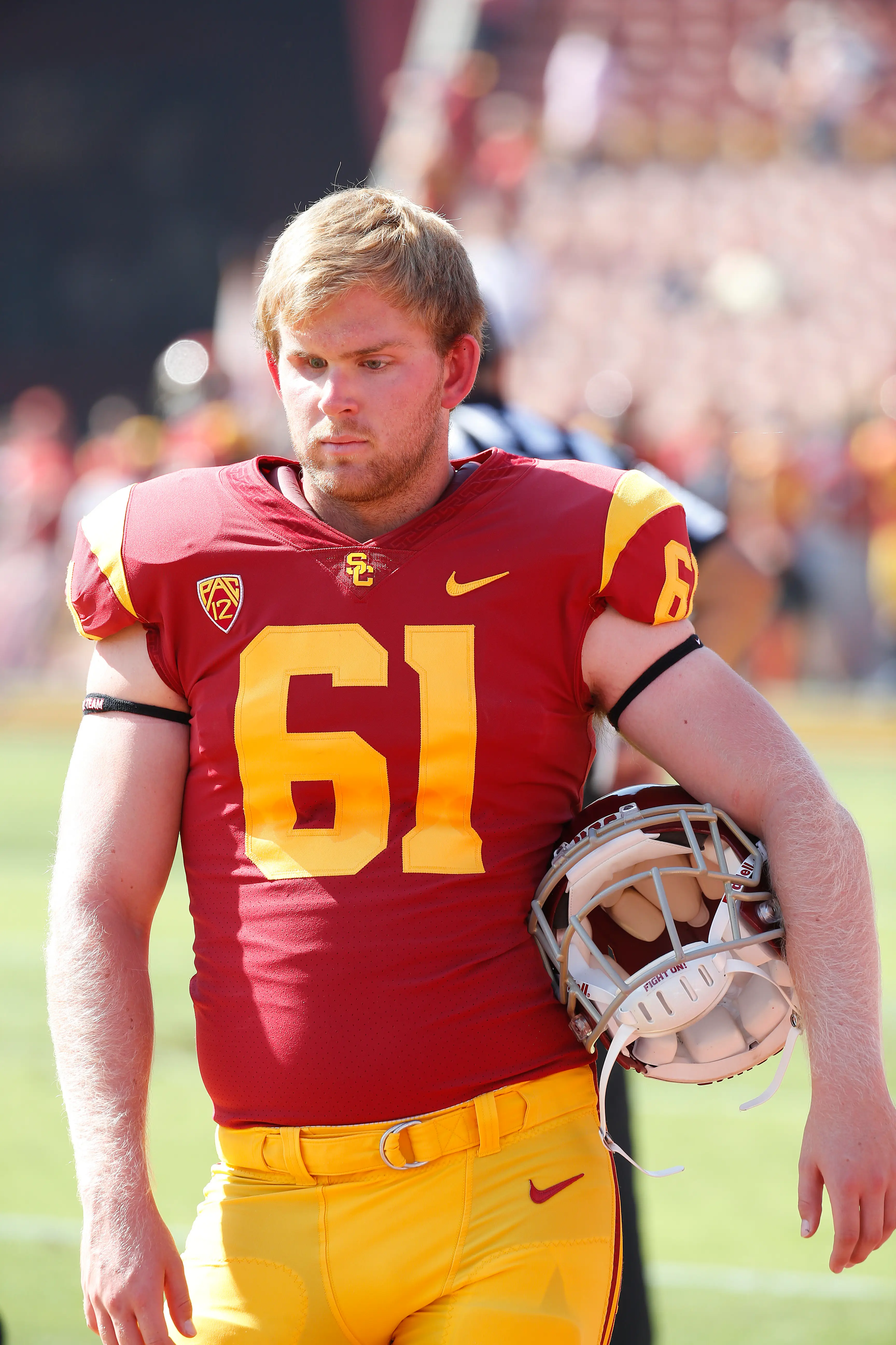 Jake Olson playing American Football in 2018.