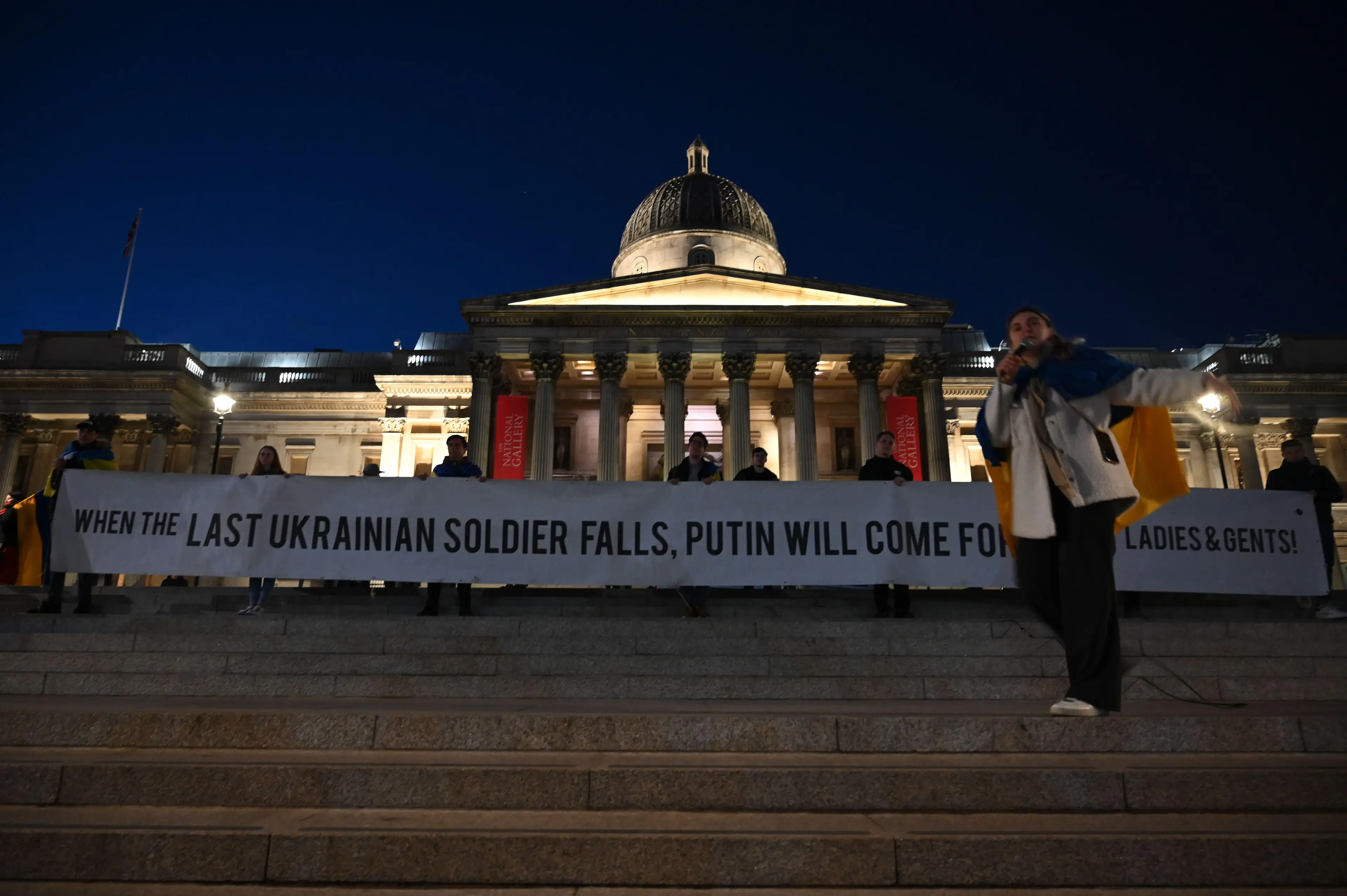 A pro-refugee protest in London's Trafalgar Square.